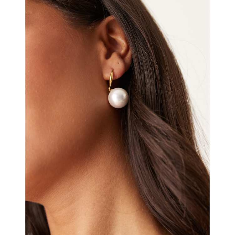Lost Souls large pearl drop hoop earrings in 18kt gold