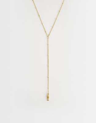 Lost Souls Lariat Fish Pendant Necklace In Gold