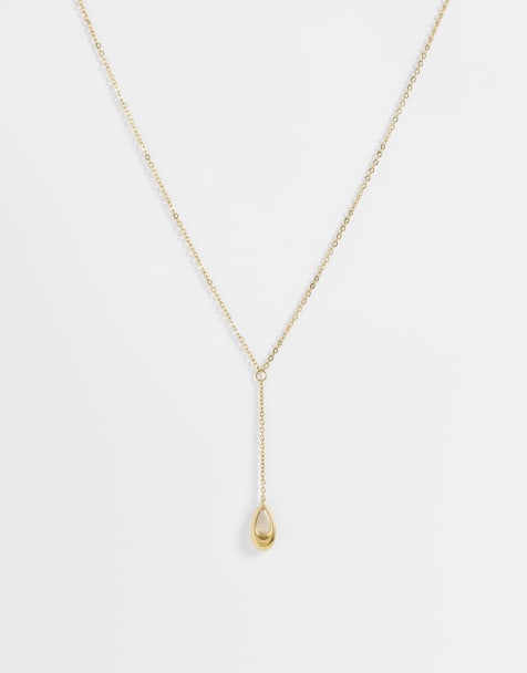 Lost Souls lariat necklace with molten pendant in 18ct gold-plated stainless steel - view 1
