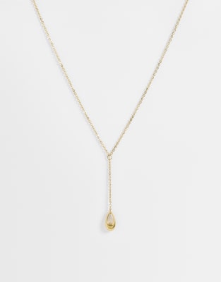 Lost Souls Lariat Necklace With Molten Pendant In Gold