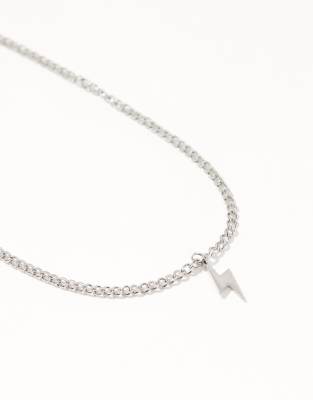 Lost Souls Lightning Bolt Pendant Necklace In Silver