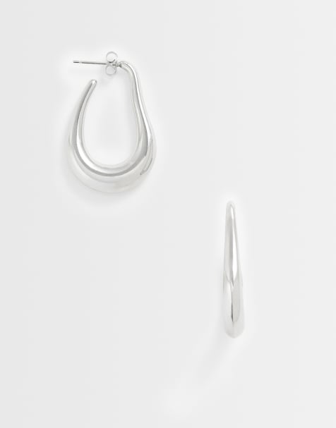Lost Souls liquified oval hoop earrings in stainless steel - view 1