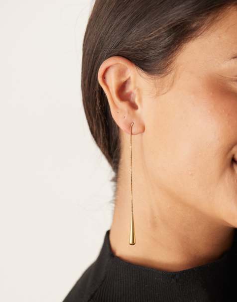Lost Souls long teardrop earrings in 18kt gold plated stainless steel - view 1