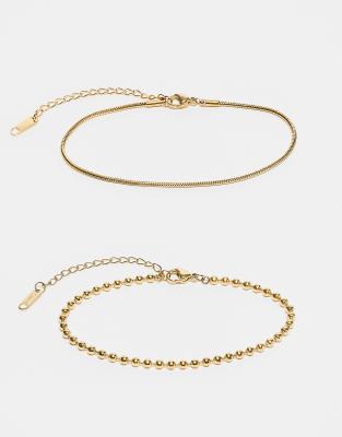 Lot De Bracelets Femme Plaqué Or 18k Et Argent - Ensemble Réglable, Style Empilable, Cadeau - 2