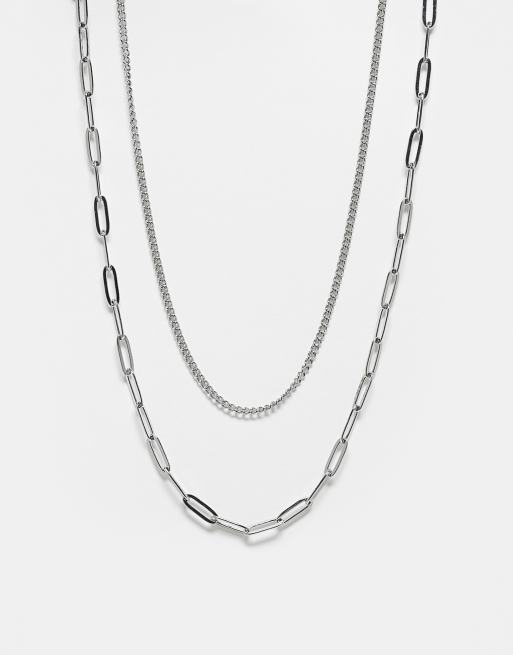 Lost Souls - Lot de 2 colliers chaînes en acier inoxydable - Argenté 