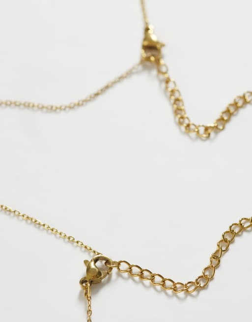 Lost Souls - Lot de 2 colliers en acier inoxydable plaqué or 18 carats avec disque doré et mini perle, 3 de 4