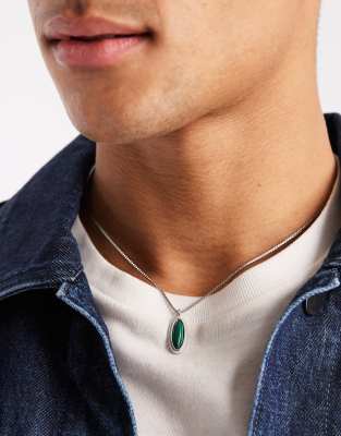 Lost Souls Malachite Natural Stone Necklace In Metallic