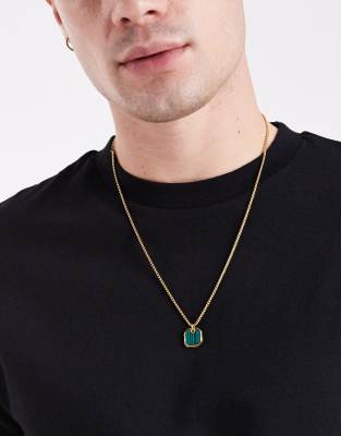 LOST SOULS Lost Souls malachite pendant necklace in 18k gold plated