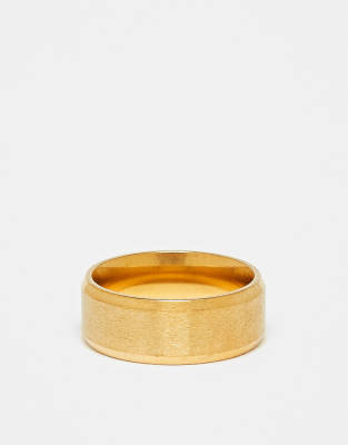 matte band ring with angled edges in 18k gold plated