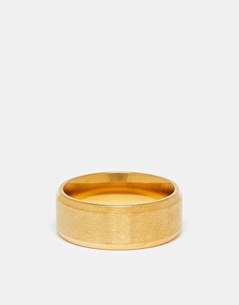 Lost Souls matte band ring with angled edges in 18k gold plated - view 1