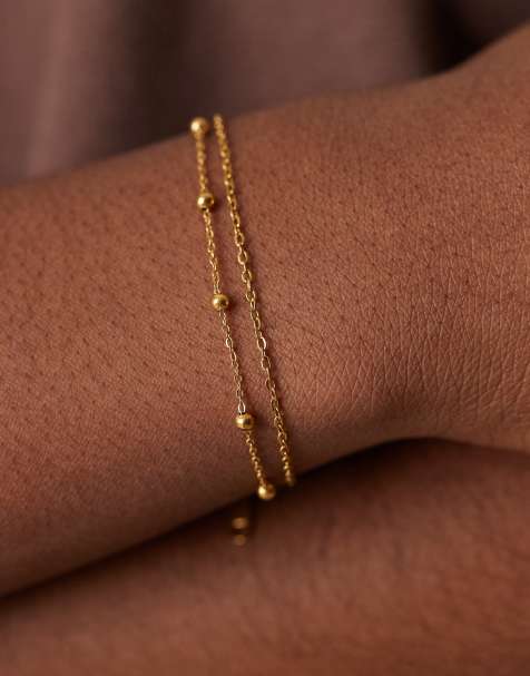 Lost Souls – Mehrreihiges Armband aus 18-Karat vergoldetem Edelstahl mit Kugeldetails - view 1