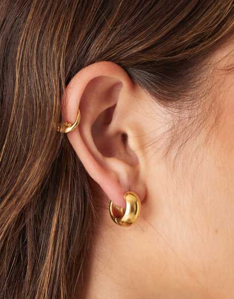 Lost Souls mini dome huggie hoop earrings in 18kt gold plated stainless steel - view 1