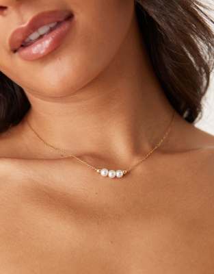 LOST SOULS Lost Souls mini pearl charm necklace in 18ct gold plated stainless steel