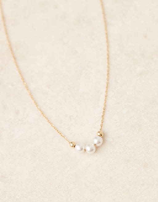 Lost Souls mini pearl charm necklace in 18ct gold plated stainless steel, 2 of 3