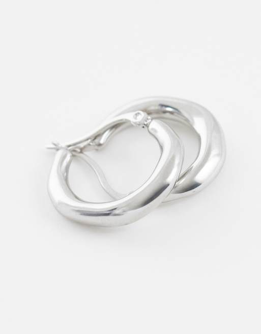 Lost Souls molten hoop earrings in stainless steel, 3 of 4