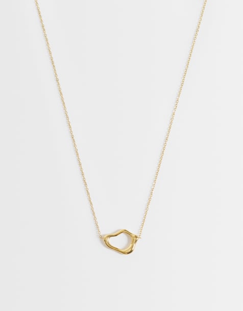 Lost Souls molten open pendant necklace in 18kt gold-plated stainless steel - view 1