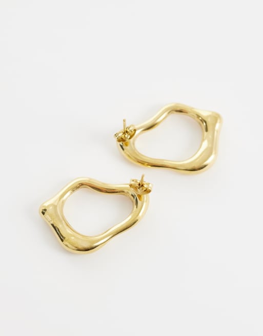 Lost Souls molten oval stud earrings in 18k gold plated stainless steel, 4 of 4
