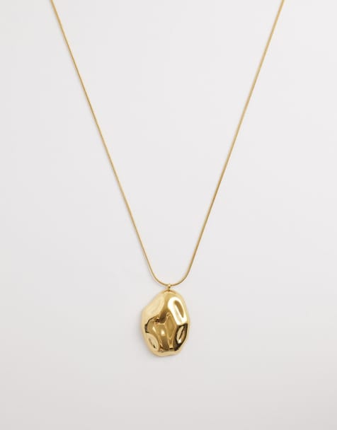 Lost Souls molten pendant necklace in 18ct gold plated stainless steel - view 1