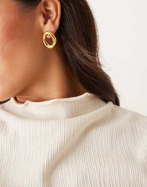 Lost Souls molten stud earrings in 18kt gold plated stainless steel, 2 of 3