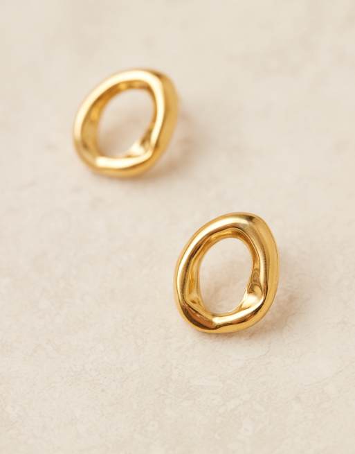 Lost Souls molten stud earrings in 18kt gold plated stainless steel, 3 of 3