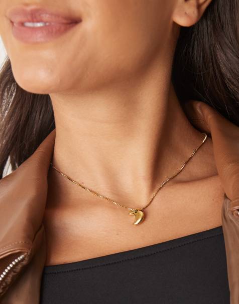 Lost Souls moon pendant necklace in 18kt gold plated stainless steel - view 1