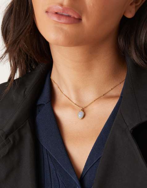 Lost Souls moonstone pendant necklace in 18kt gold plated stainless steel - view 1
