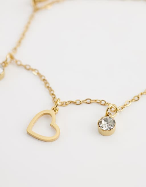 Lost Souls multi  hearts charm bracelet in 18ct gold plated stainless steel, 2 of 3