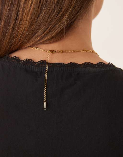 Lost Souls multirow satellite chain fine necklaces in 18ct gold plated stainless steel, 2 of 3