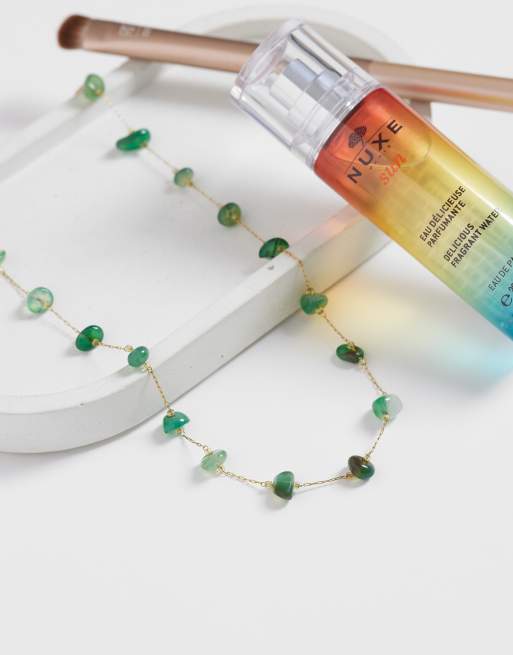 Lost Souls natural stone beaded  necklace in 18ct gold plated stainless steel, 2 of 4