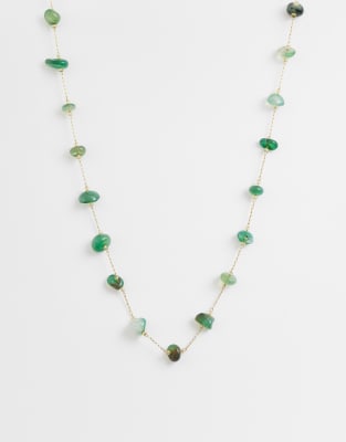 Lost Souls Natural Stones Beaded Necklace In Gold