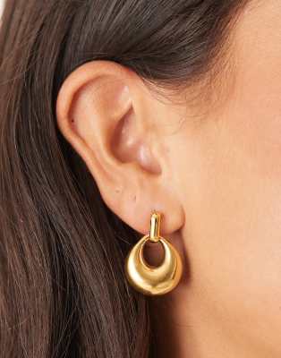 Lost Souls - Ohrstecker aus Edelstahl mit 18-Karat-Vergoldung und ovalen kuppelförmigen Anhängern-Goldfarben