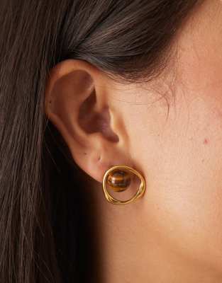 Lost Souls - Ohrstecker mit 18-Karat-Vergoldung und Tigeraugenstein-Goldfarben