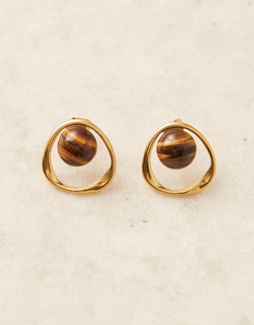 Lost Souls – Ohrstecker mit 18-Karat-Vergoldung und Tigeraugenstein, 2 von 3
