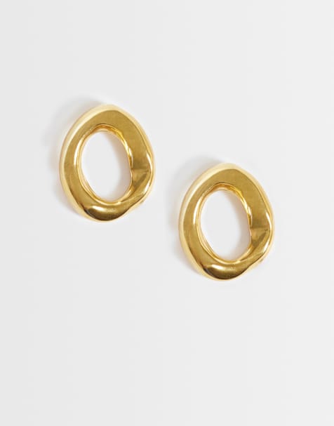 Lost Souls open molten stud earrings in 18k gold plated stainless steel - view 1