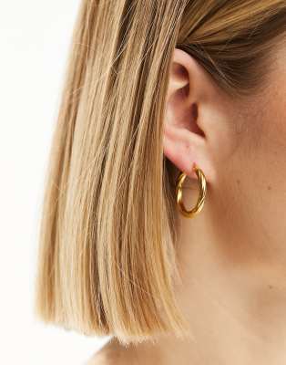 Orecchini A Cerchio Arricciati A Forma Di C Riempiti In Oro 18k: 30 Mm O 35 Mm - Italia - Foto 6