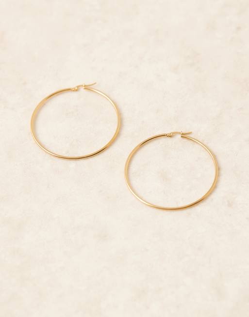 Lost Souls - Orecchini a cerchio da 60 mm in acciaio inossidabile placcato oro 18 ct, 2 di 3