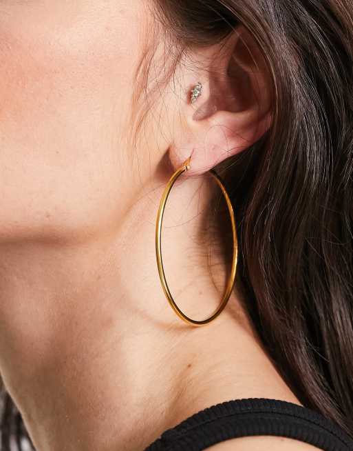 Lost Souls - Orecchini a cerchio grande in acciaio inossidabile color oro