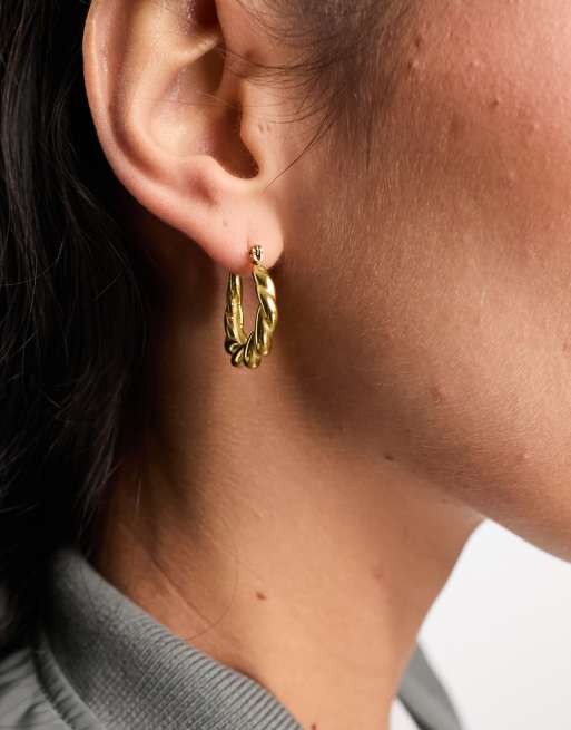 Lost Souls - Orecchini a cerchio in acciaio inossidabile oro con design attorcigliato
