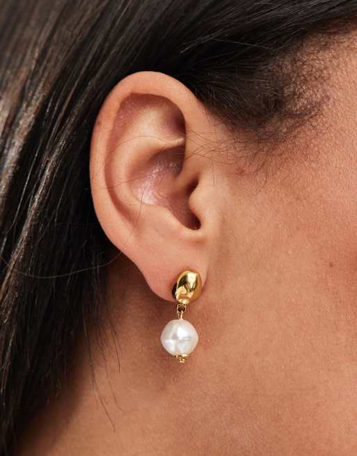 Lost Souls - Orecchini in acciaio inossidabile placcati in oro 18 kt con perle, 4 di 4