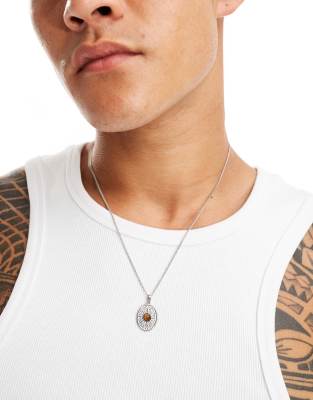 Овальная подвеска-монета Потерянные души с камнем тигровый глаз из нержавеющей стали 2090₽