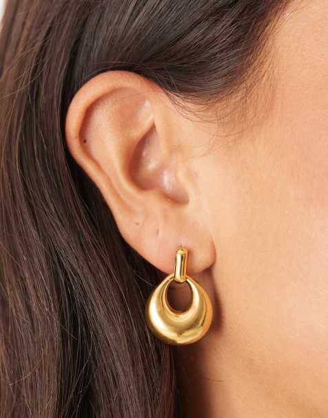 Lost Souls oval dome stud earrings in 18ct gold plated stainless steel - view 1