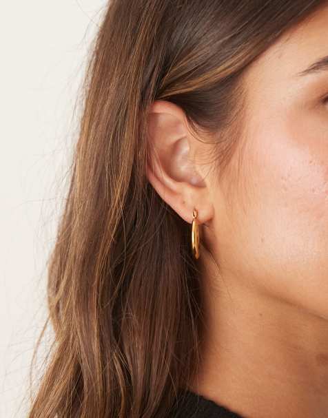 Lost Souls oval hoop earrings in 18kt gold plated stainless steel - view 1