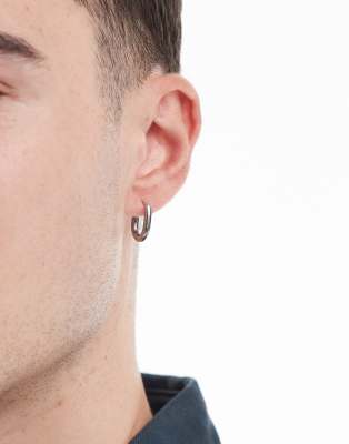 LOST SOULS Lost Souls oval huggie earrings in stainless steel-Silver