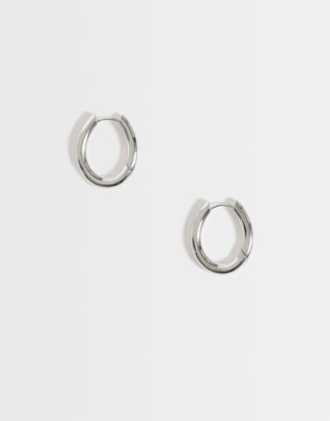 Lost Souls oval huggie hoop earrings in stainless steel - view 1