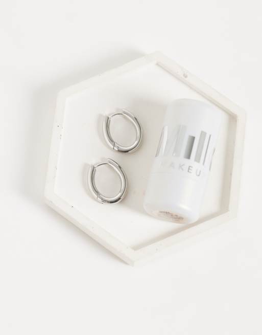 Lost Souls oval huggie hoop earrings in stainless steel, 2 of 4