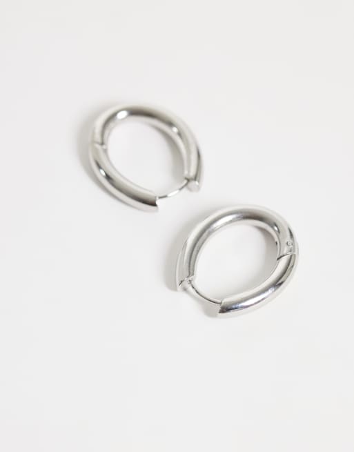 Lost Souls oval huggie hoop earrings in stainless steel, 3 of 4