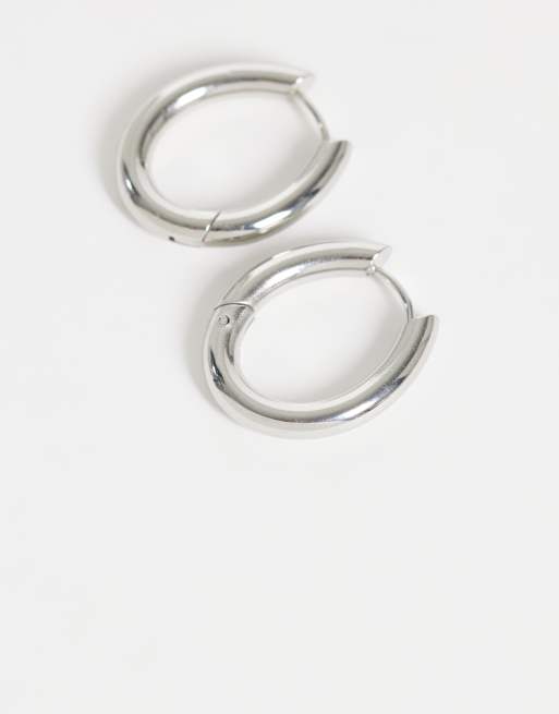 Lost Souls oval huggie hoop earrings in stainless steel, 4 of 4
