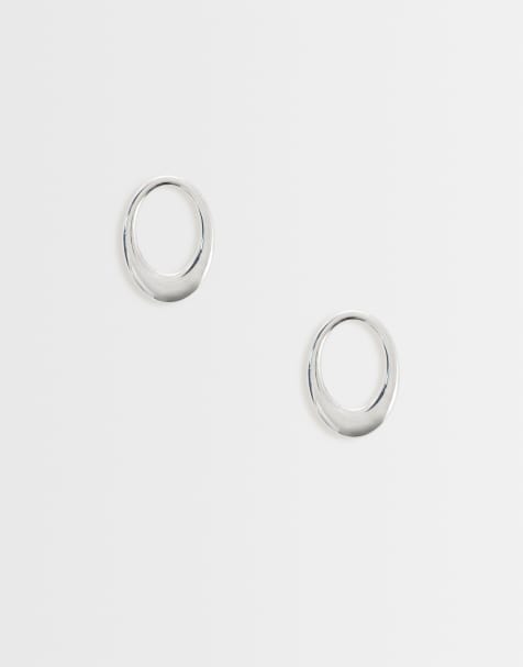 Lost Souls oval stud earrings in stainless steel - view 1