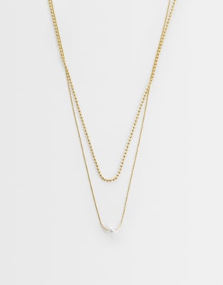 Lost Souls Pack Of 2 Faux Pearl Charm Necklaces In Gold