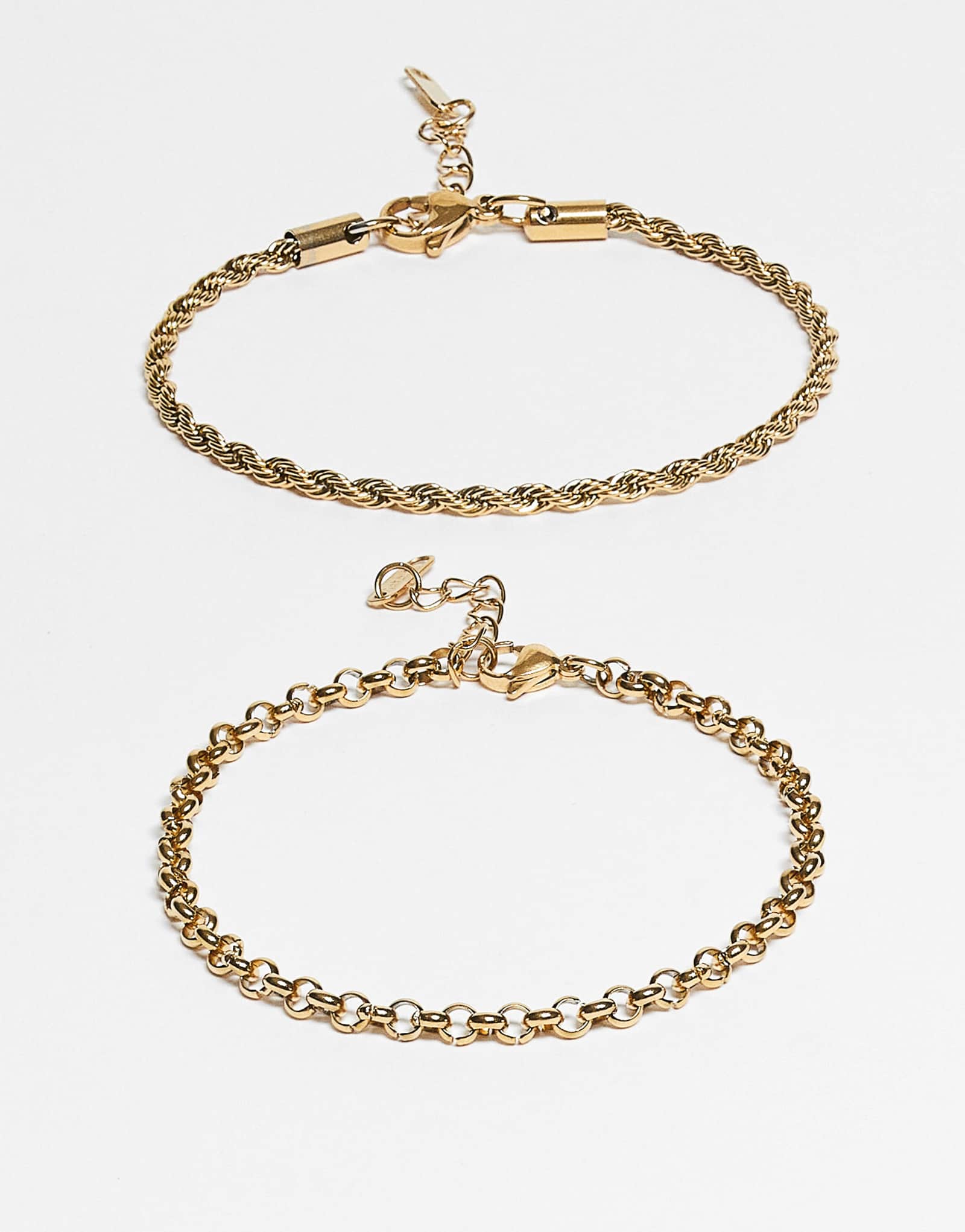 Набор Lost Souls из 2 браслетов на веревочке и цепочке rolo, покрытых 18-каратным золотом.